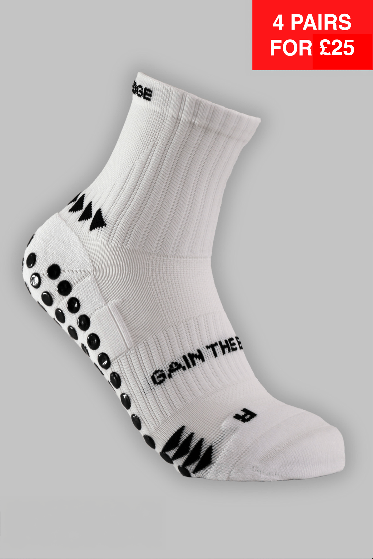 Grip Running Socks Quarter Length - White